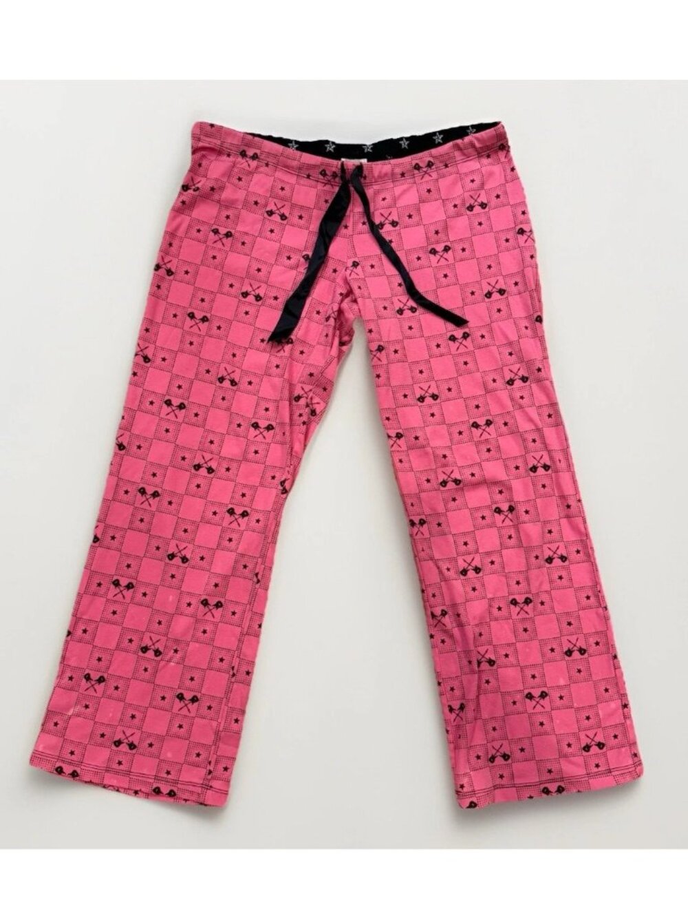 Y2K Personal Identity Pajama Pants Size L Pink Rock N Roll Elastic Drawstring